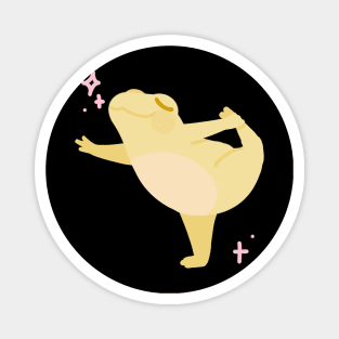 A Yellow Frog Dancing Ballet Magnet